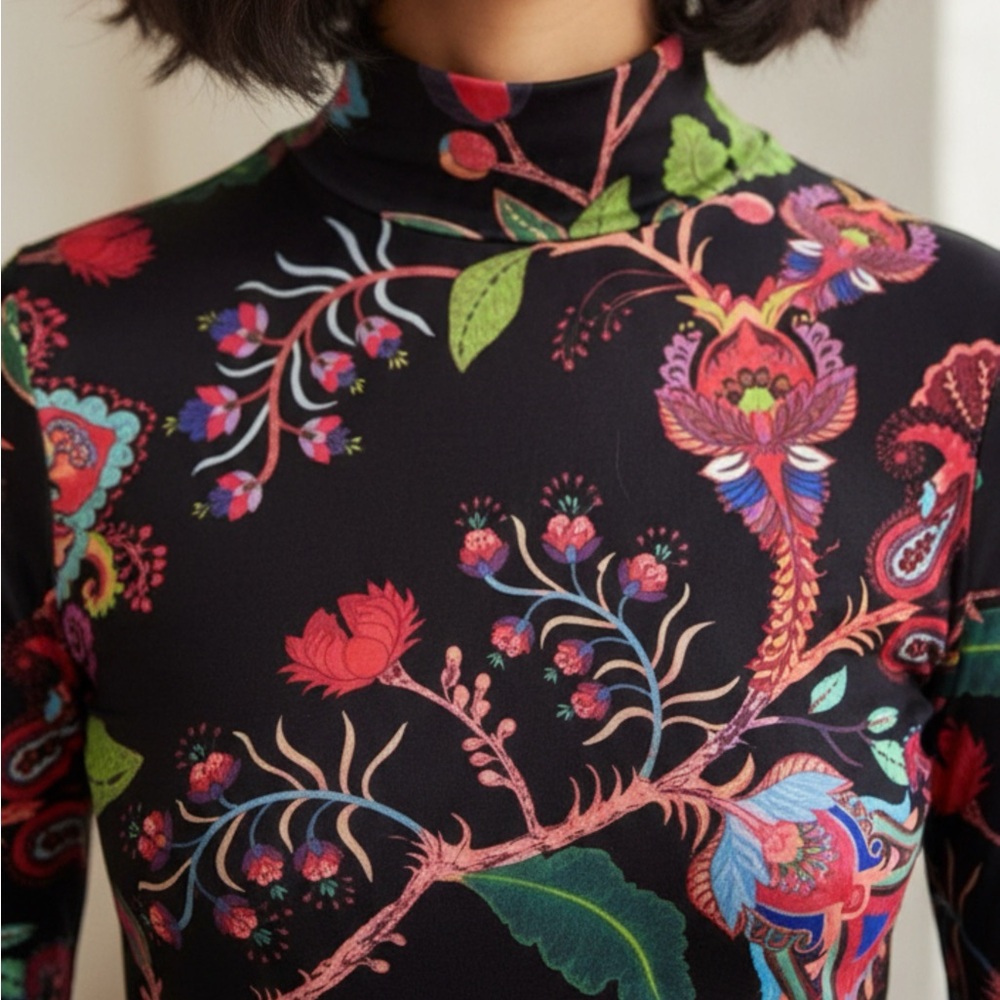 Floral High-Neck Top
